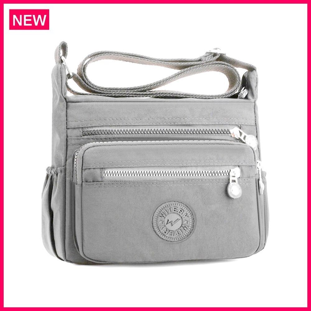 Waterproof Nylon Crossbody Bag with Multiple Pockets for Travel